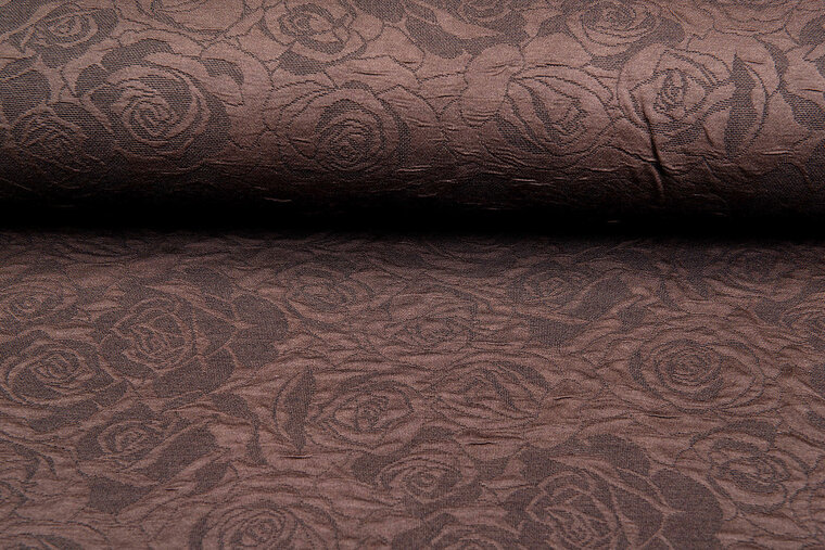 Strickstoff Jacquard roses 1 braun