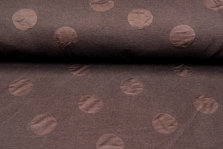 Strickstoff Jacquard big dots braun
