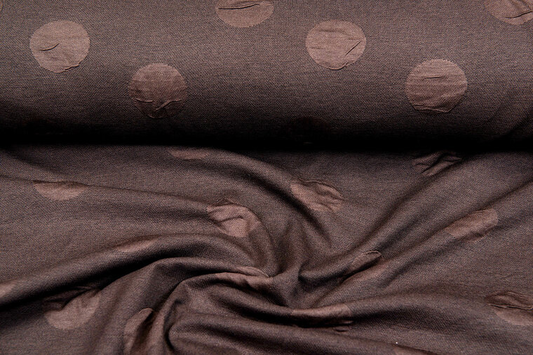 Strickstoff Jacquard big dots braun