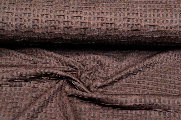 Strickstoff Jacquard waffel braun