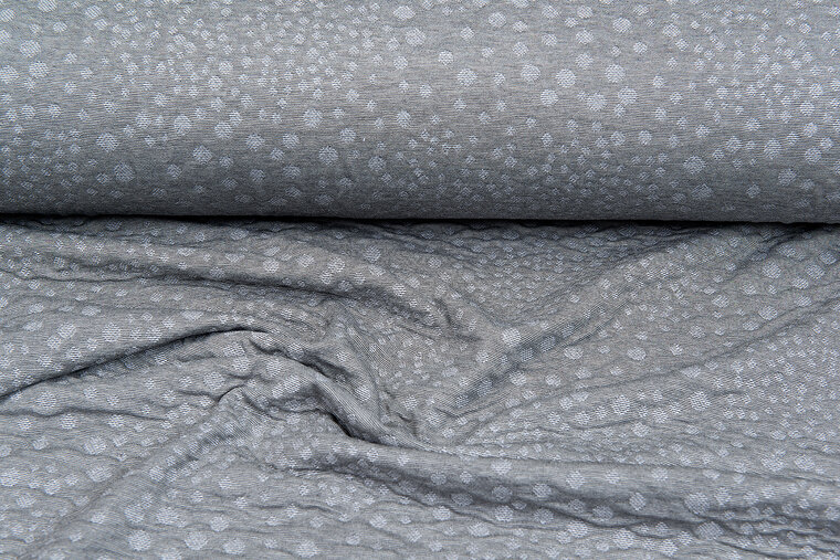 Strickstoff Jacquard retro little dropps grau-hellgrau