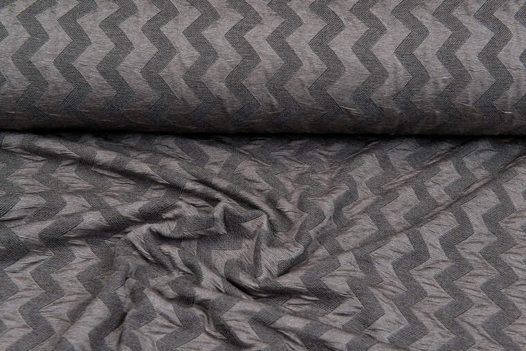 Strickstoff Jacquard zigzag silbergrau-taupe