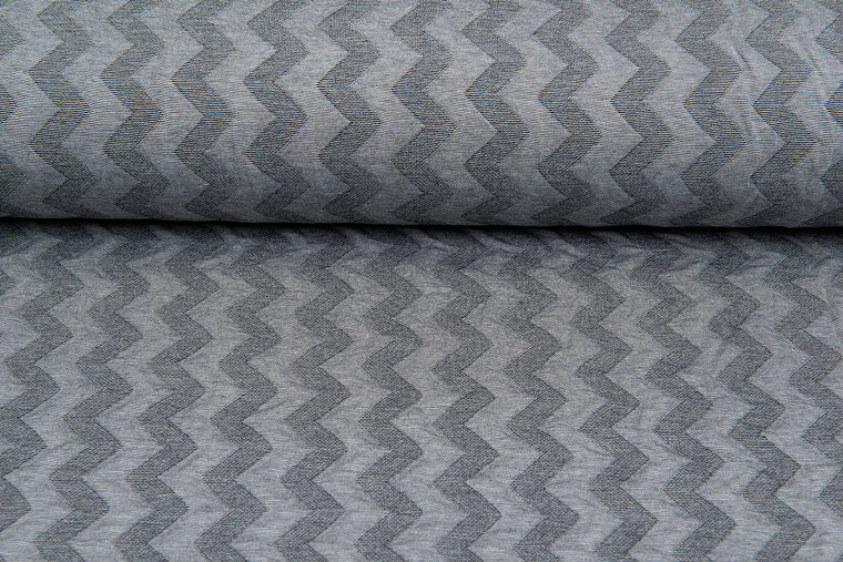 Strickstoff Jacquard little zigzag grau-hellgrau