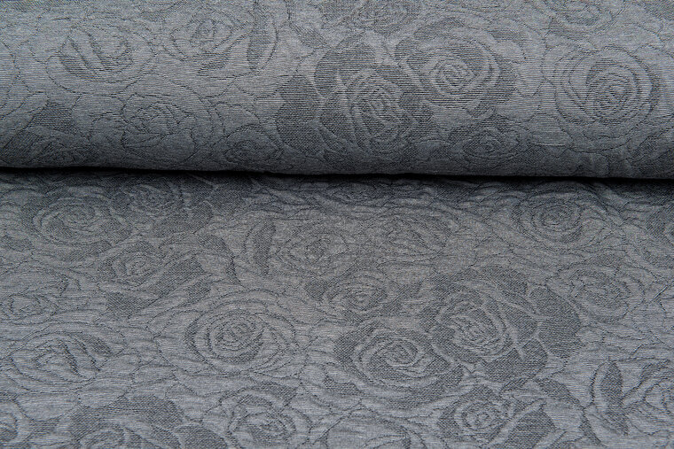Strickstoff Jacquard roses 1 grau-dunkelgrau
