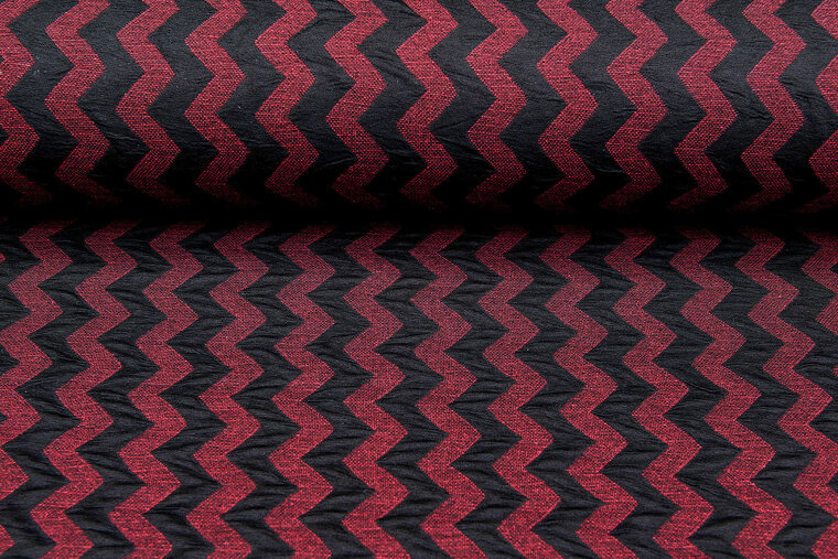 Strickstoff Jacquard zigzag bordeaux-schwarz