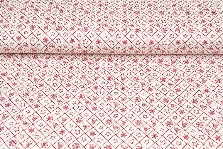 Baumwoll Popeline Bedruckt Weihnachten symbols ecru