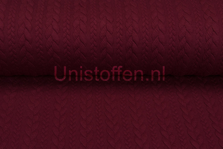 Strickstoff mit Zopfmuster Bordeaux