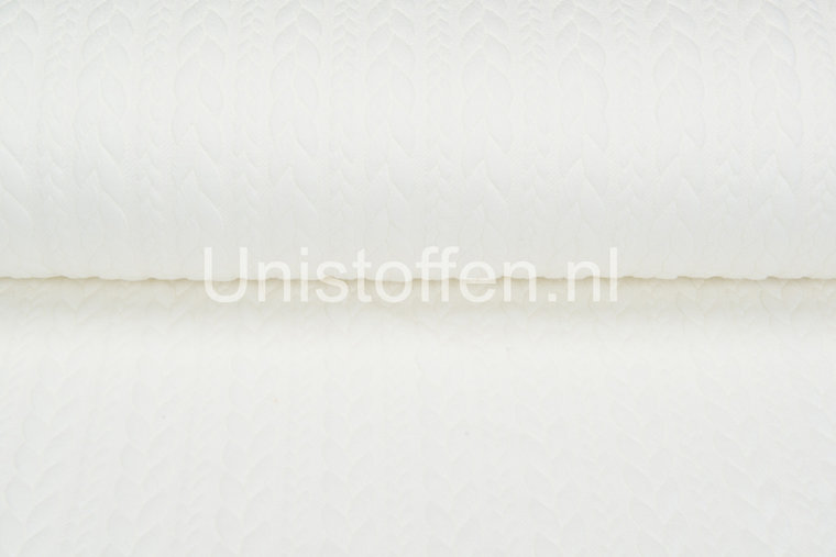 Strickstoff mit Zopfmuster Ecru