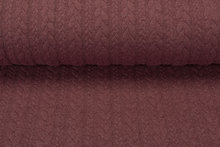 Strickstoff mit Zopfmuster hell aubergine