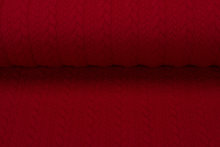 Strickstoff mit Zopfmuster dunkelrot
