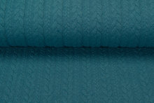 Strickstoff mit Zopfmuster petrol