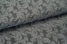 Futterstoff Jacquard Paisley VO69 dunkelgrau-silbergrau