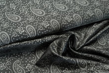 Futterstoff Jacquard Paisley Flower VO48 dunkelgrau-silbergrau