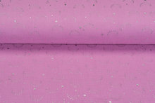Baumwoll Musselin glitzer rainbow dropps silber mittelrosa