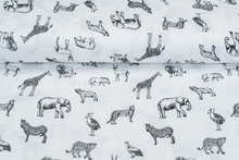 Baumwoll Musselin bedruckt glatt jungle weiss