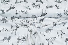 Baumwoll Musselin bedruckt glatt jungle weiss