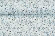 Baumwoll Musselin bedruckt flower blau