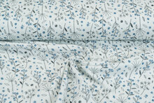 Baumwoll Musselin bedruckt flower blau