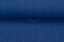 Strickstoff mit Zopfmuster kobalt