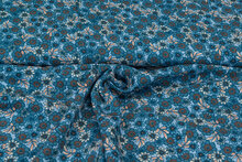 Viscose bedruckt retro flower blau