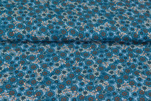 Viscose bedruckt retro flower blau