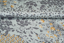 Viscose bedruckt flower grijs-oker