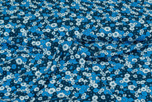 Viscose bedruckt retro blau-dunkelblau