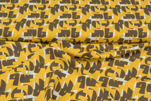 Viscose bedruckt retro ocker-braun