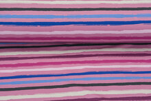 French Terry bedrukt multi stripes altrosa