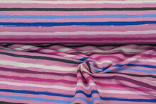 French Terry bedrukt multi stripes altrosa