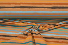French Terry bedrukt multi stripes ockergelb