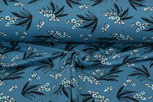 French Terry bedrukt flower metalblau