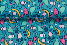 French Terry bedrukt fruit mint