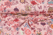 Baumwolljersey bedruckt colorful retro rosa