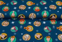 Baumwolljersey bedruckt flintstones blauw