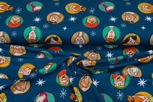 Baumwolljersey bedruckt flintstones blauw