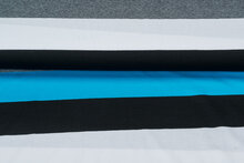 Baumwolljersey bedruckt 3-stripes blau-grau