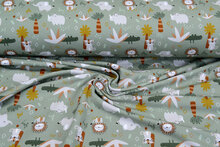 French Terry bedrukt safari mint