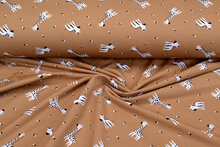 French Terry bedrukt giraffe dunkel beige