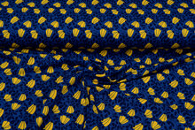 Baumwolljersey bedruckt flower blau-gelb