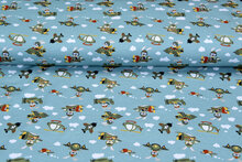 Baumwolljersey bedruckt airplanes mint