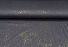 Baumwolljersey bedruckt glitter dots dunkelgrau-gold