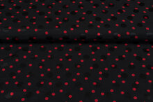 Satin bedruckt dots schwarz-rot