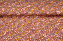 Baumwolljersey bedruckt flowers ocker-altrosa