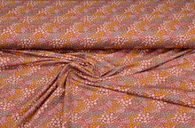 Baumwolljersey bedruckt flowers ocker-altrosa