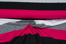 Baumwolljersey bedruckt 3-stripes rosa-grau