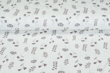 Baumwolljersey bedruckt Flower twigs taupe-grau