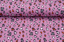 Baumwolljersey bedruckt multicolor panther altrosa