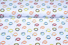 Baumwolljersey bedruckt colorful space weiss