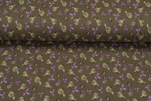 Baumwolljersey bedruckt flower gr&uuml;n-violett